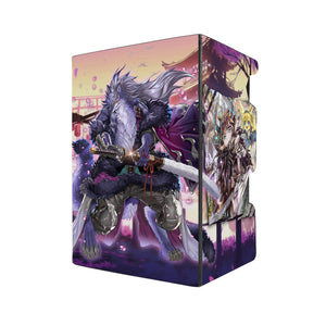 Here's another quality black deck box from LDB Duel featuring our exclusive Folgo - Justice Fur Hire art. Fits all types of trading card games, including Pokémon, Yu-Gi-Oh! and Magic The Gathering. The perfect card holder for the TCG player safely holds up to 100 double-sleeved cards. EVEN in extra thick sleeves. Comes with a pull-out dice tray. wiz-yugioh-mtg-pokemon-tcg-accessories-card-storage-LDB-Duel