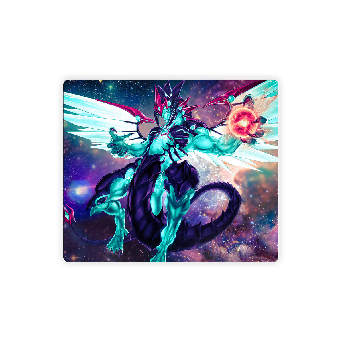 Enhance your gaming setup with our exclusive artwork Galaxy-Eyes Photon Dragon mouse pad! Featuring a soft cloth surface for precise mouse tracking and a durable rubber base for a stable grip, this 10x8.5 inch mouse pad is the perfect blend of style and performance. Plus, it's machine washable for easy maintenance! Kosmo-yugioh-mtg-pokemon-custom-artwork-premium-durable-rubber-ldb-duel 