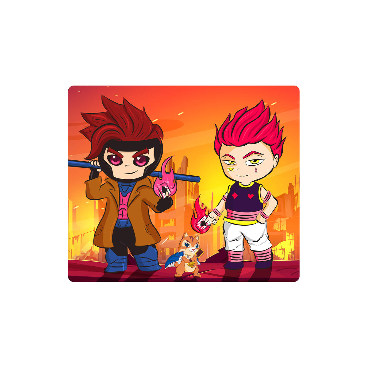 Enhance your gaming setup with our exclusive artwork Gambit X Hisoka mouse pad! Featuring a soft cloth surface for precise mouse tracking and a durable rubber base for a stable grip, this 10x8.5 inch mouse pad is the perfect blend of style and performance. Plus, it's machine washable for easy maintenance! Killua-yugioh-mtg-pokemon-custom-artwork-premium-durable-rubber-ldb-duel