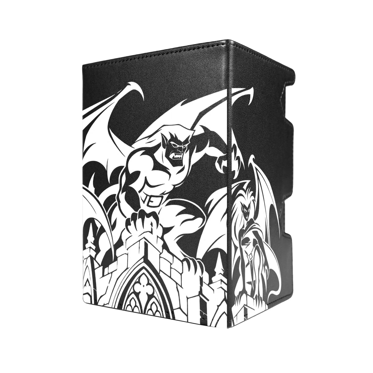 Here's another quality black deck box from LDB Duel featuring our exclusive Gargoyles art. Fits all types of trading card games, including Pokémon, Yu-Gi-Oh! and Magic The Gathering. The perfect card holder for the TCG player safely holds up to 100 double-sleeved cards. EVEN in extra thick sleeves. Comes with a pull-out dice tray. Goliath-anime-tcg-accessories-card-storage-LDB-Duel