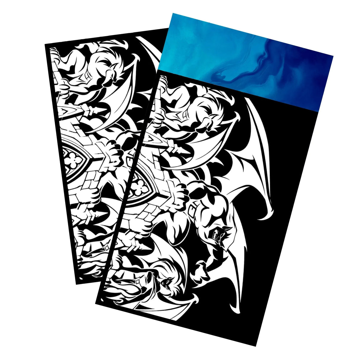 Enhance your cards with our elegant black border card sleeves, featuring a sleek, sophisticated design for a bold, modern aesthetic. From LDB Duel. Perfect for showcasing your collection, these sleeves are printed with our exclusive Gargoyles design. Goliath-anime-card-protection-standard-japanese-dragon-shield-LDB-Duel-black