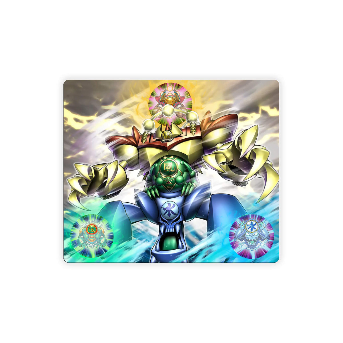 Enhance your gaming setup with our exclusive artwork Gate Guardians Combined mouse pad! Featuring a soft cloth surface for precise mouse tracking and a durable rubber base for a stable grip, this 10x8.5 inch mouse pad is the perfect blend of style and performance. Plus, it's machine washable for easy maintenance! Kazejin-yugioh-mtg-pokemon-custom-artwork-premium-durable-rubber-ldb-duel 