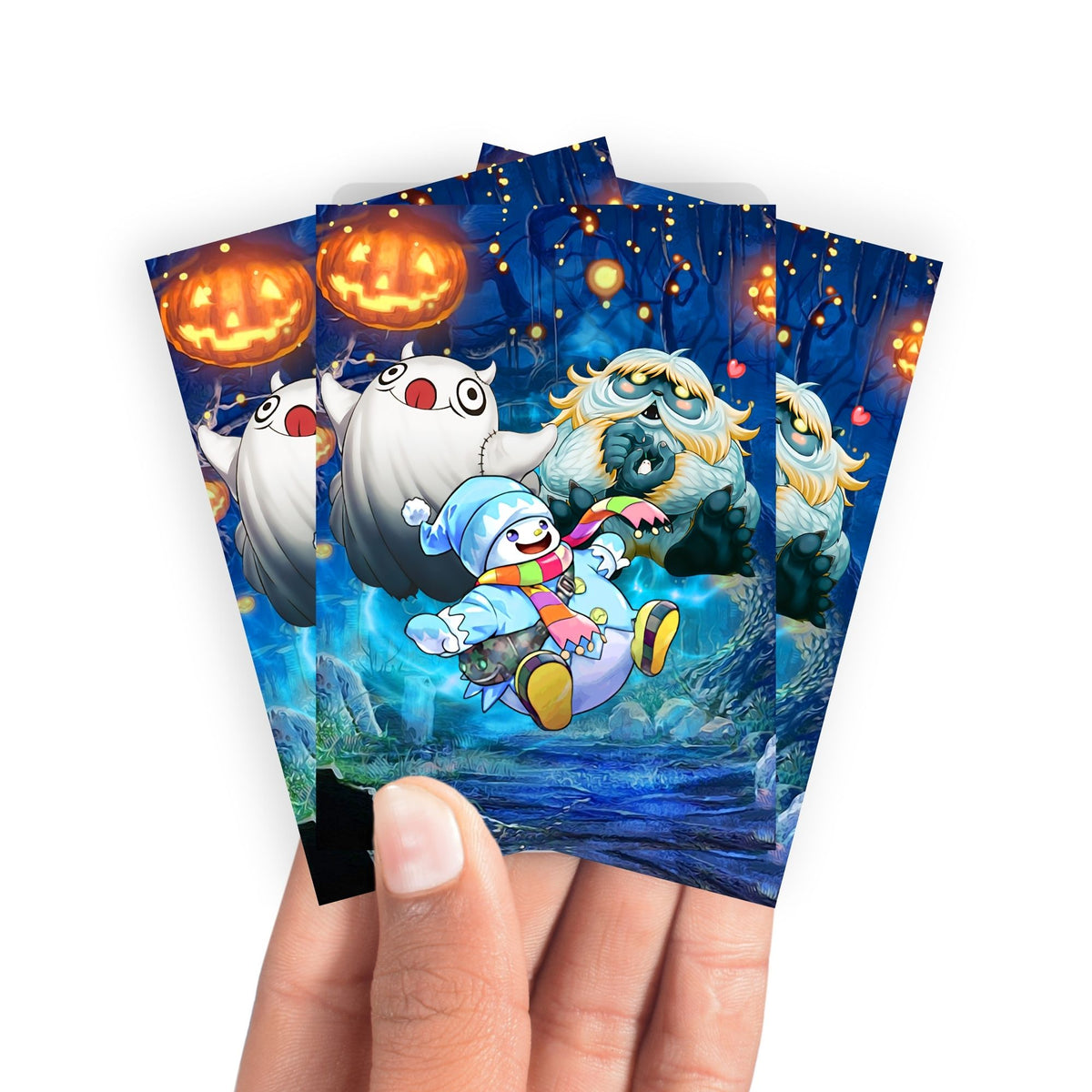 Keep your cards safe and stylish with our borderless card sleeves. Designed edge-to-edge to showcase your artwork, they offer a sleek, modern aesthetic. From LDB Duel, printed with the exclusive Ghostrick Monsters design for a fresh, premium feel.Ghostrick-yugioh-mtg-pokemon-card-protection-standard-japanese-dragon-shield-LDB-Duel-borderless