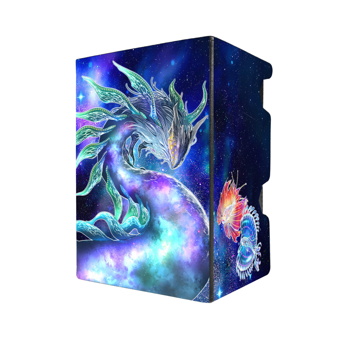 Here's another quality black deck box from LDB Duel featuring our exclusive Ghoti of the Deep Beyond art. Fits all types of trading card games, including Pokémon, Yu-Gi-Oh! and Magic The Gathering. The perfect card holder for the TCG player safely holds up to 100 double-sleeved cards. EVEN in extra thick sleeves. Comes with a pull-out dice tray. Arionpos-yugioh-tcg-accessories-card-storage-LDB-Duel