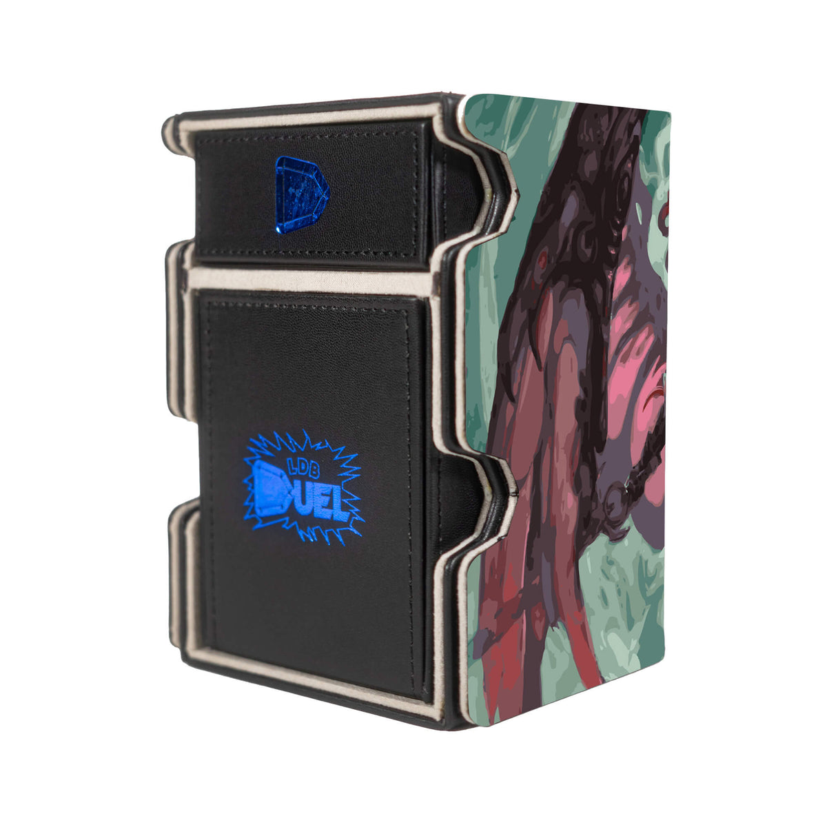 Here is the Right View of the Gisela, the Broken Blade Mach 3 Black Deck Box. Legendary-Creature-mtg-deck-tray-dice-tray-LDB-Duel