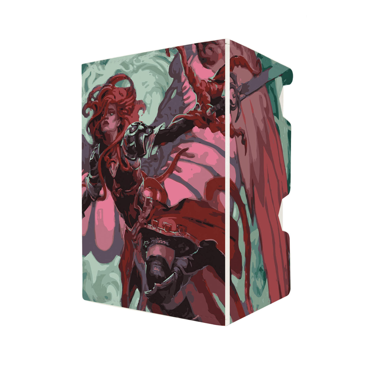 Here's another quality white deck box from LDB Duel featuring our exclusive Gisela, the Broken Blade art. Fits all types of trading card games, including Pokémon, Yu-Gi-Oh! and Magic The Gathering. The perfect card holder for the TCG player safely holds up to 100 double-sleeved cards. EVEN in extra thick sleeves. Comes with a pull-out dice tray. Gisela-mtg-tcg-accessories-card-storage-LDB-Duel