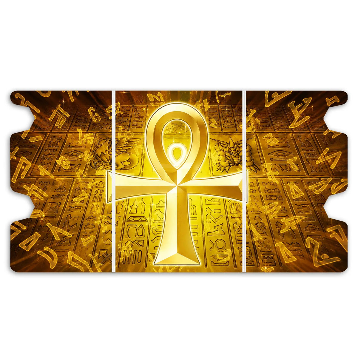 Here is the Full Lid Design of the Golden Ankh Mach 3 White Deck Box. Egyptian-yugioh-custom-deck-portable-collector-LDB-Duel
