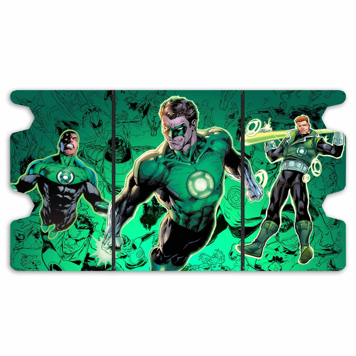 Here is the Full Lid Design of the Green Lantern, Emerald Knight Mach 3 Black Deck Box. Flight-mtg-custom-art-leather-durable-LDB-Duel