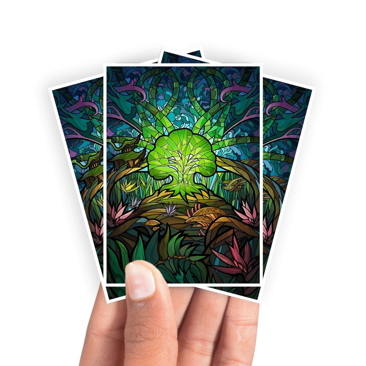 Protect and enhance your cards with our clean and crisp white border card sleeves. Featuring a minimalist design that complements any artwork, these sleeves offer a bright, timeless look. From LDB Duel. Printed with our exclusive Green Mana design for a fresh and premium finish. Growth-mtg-yugioh-pokemon-card-protection-standard-japanese-dragon-shield-LDB-Duel-white