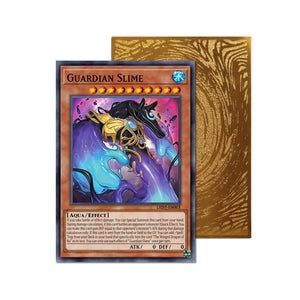 Level up your game with our custom-printed metal orica cards, featuring exclusive Guardian Slime artwork in gold metal. Durable, scratch-resistant, and embossed with the iconic Yu-Gi-Oh! card back, these slim orica cards fit perfectly in card sleeves. Guardian-yugioh-mtg-pokemon-metal-card-embossed-design-custom-artwork-duel-accessories-ldb-duel