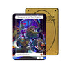 Level up your game with our custom-printed metal field centers, featuring exclusive Guardian of the Neon Streets artwork in gold metal. Durable, scratch-resistant, and embossed with the iconic Yu-Gi-Oh! card back, these slim field centers fit perfectly in card sleeves. Ninja-Turtles-mtg-yugioh-pokemon-metal-card-embossed-design-custom-artwork-duel-accessories-ldb-duel