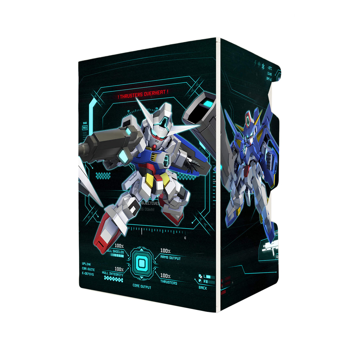 Here's another quality white deck box from LDB Duel featuring our exclusive Gundam Age SD art. Fits all types of trading card games, including Pokémon, Yu-Gi-Oh! and Magic The Gathering. The perfect card holder for the TCG player safely holds up to 100 double-sleeved cards. EVEN in extra thick sleeves. Comes with a pull-out dice tray. Gundam-anime-tcg-accessories-card-storage-LDB-Duel