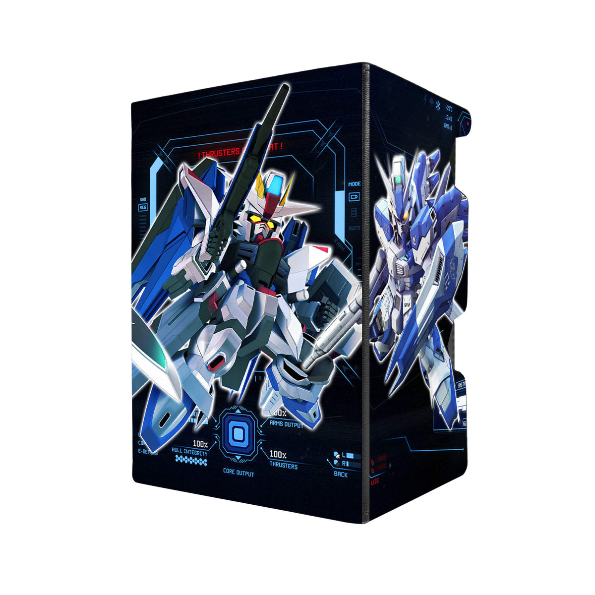 Here's another quality black deck box from LDB Duel featuring our exclusive Gundam Eternal Nexus SD art. Fits all types of trading card games, including Pokémon, Yu-Gi-Oh! and Magic The Gathering. The perfect card holder for the TCG player safely holds up to 100 double-sleeved cards. EVEN in extra thick sleeves. Comes with a pull-out dice tray. Gundam-anime-tcg-accessories-card-storage-LDB-Duel