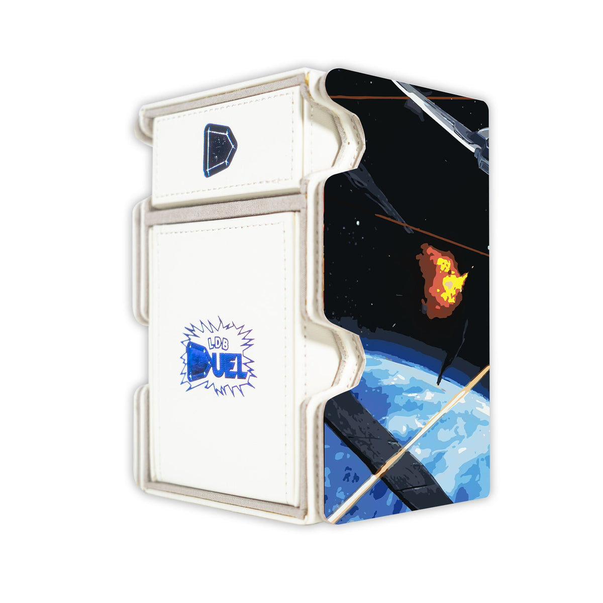 Here is the Right View of the Gundam Exia Mach 3 White Deck Box. GN-Vulcan-Gun-anime-deck-tray-dice-tray-LDB-Duel