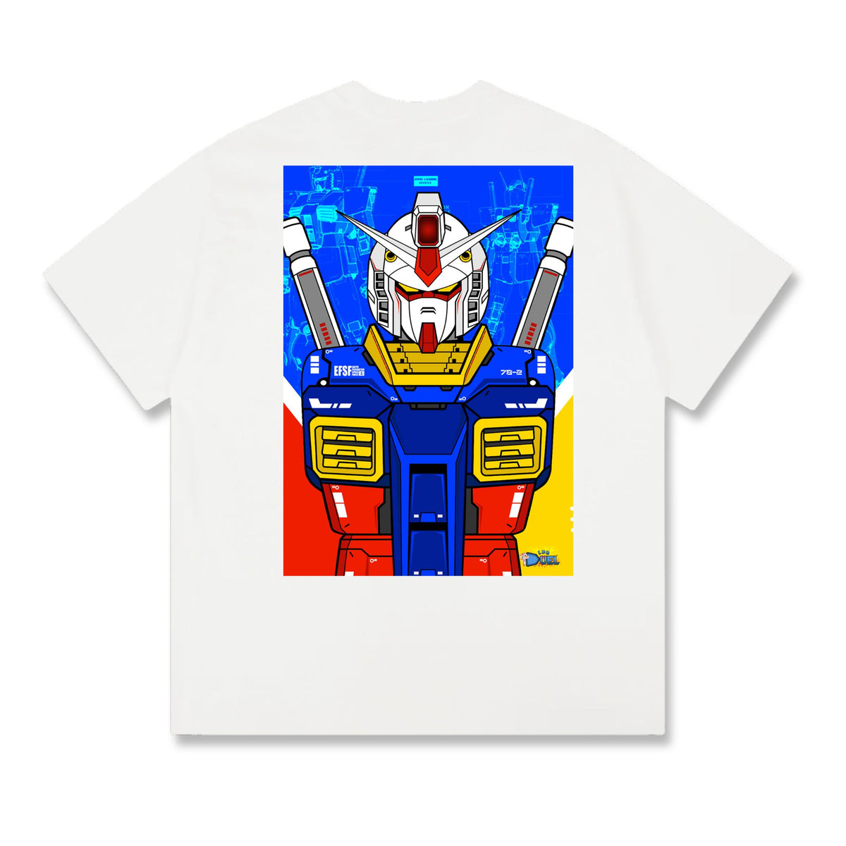 Level up your look with the premium Gundam RX-78-2 T-shirt design from LDB Duel. Crafted from soft, breathable cotton and finished with vibrant DTF printing, this white t-shirt is designed for comfort that lasts. Featuring a bold back design, it’s perfect for anime fans, TCG players, and gamers who want to stand out, whether at events, tournaments, or just relaxing with friends. Gundam-anime-ygo-magic-tshirt-gaming-accesories-LDB-Duel