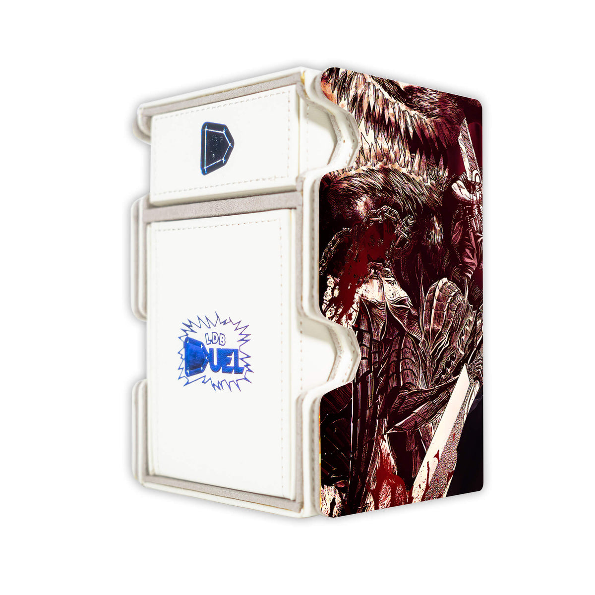 Here is the Right View of the Guts Mach 3 White Deck Box. Black-Swordsman-anime-deck-tray-dice-tray-LDB-Duel
