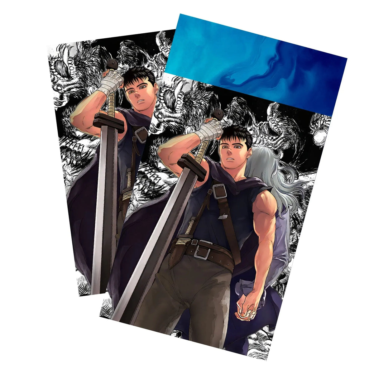 Keep your cards safe and stylish with our borderless card sleeves. Designed edge-to-edge to showcase your artwork, they offer a sleek, modern aesthetic. From LDB Duel, printed with the exclusive Guts and Griffith design for a fresh, premium feel. Berserk-anime-card-protection-standard-japanese-dragon-shield-LDB-Duel-borderless