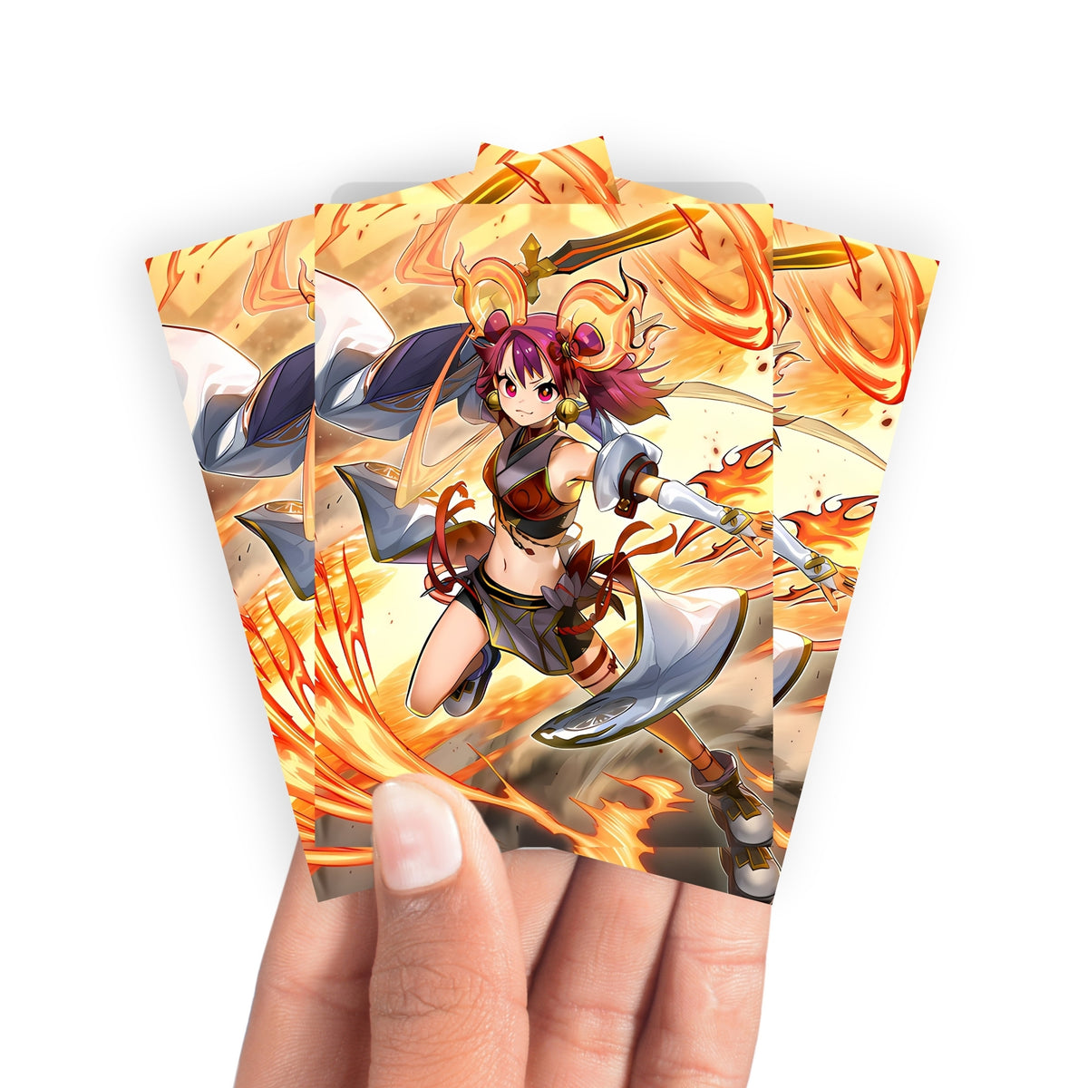 Keep your cards safe and stylish with our borderless card sleeves. Designed edge-to-edge to showcase your artwork, they offer a sleek, modern aesthetic. From LDB Duel, printed with the exclusive Ha-Re the Sword Mikanko design for a fresh, premium feel.Mikanko-yugioh-mtg-pokemon-card-protection-standard-japanese-dragon-shield-LDB-Duel-borderless