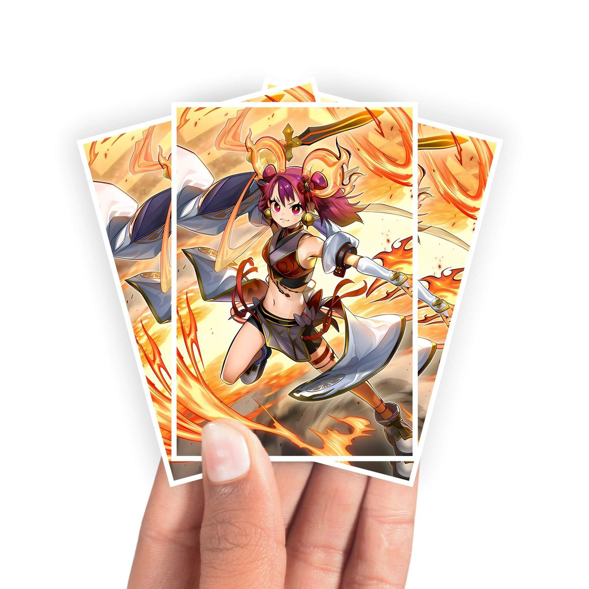 Protect and enhance your cards with our clean and crisp white border card sleeves. Featuring a minimalist design that complements any artwork, these sleeves offer a bright, timeless look. From LDB Duel. Printed with our exclusive Ha-Re the Sword Mikanko design for a fresh and premium finish. Mikanko-Promise-yugioh-mtg-pokemon-card-protection-standard-japanese-dragon-shield-LDB-Duel-white