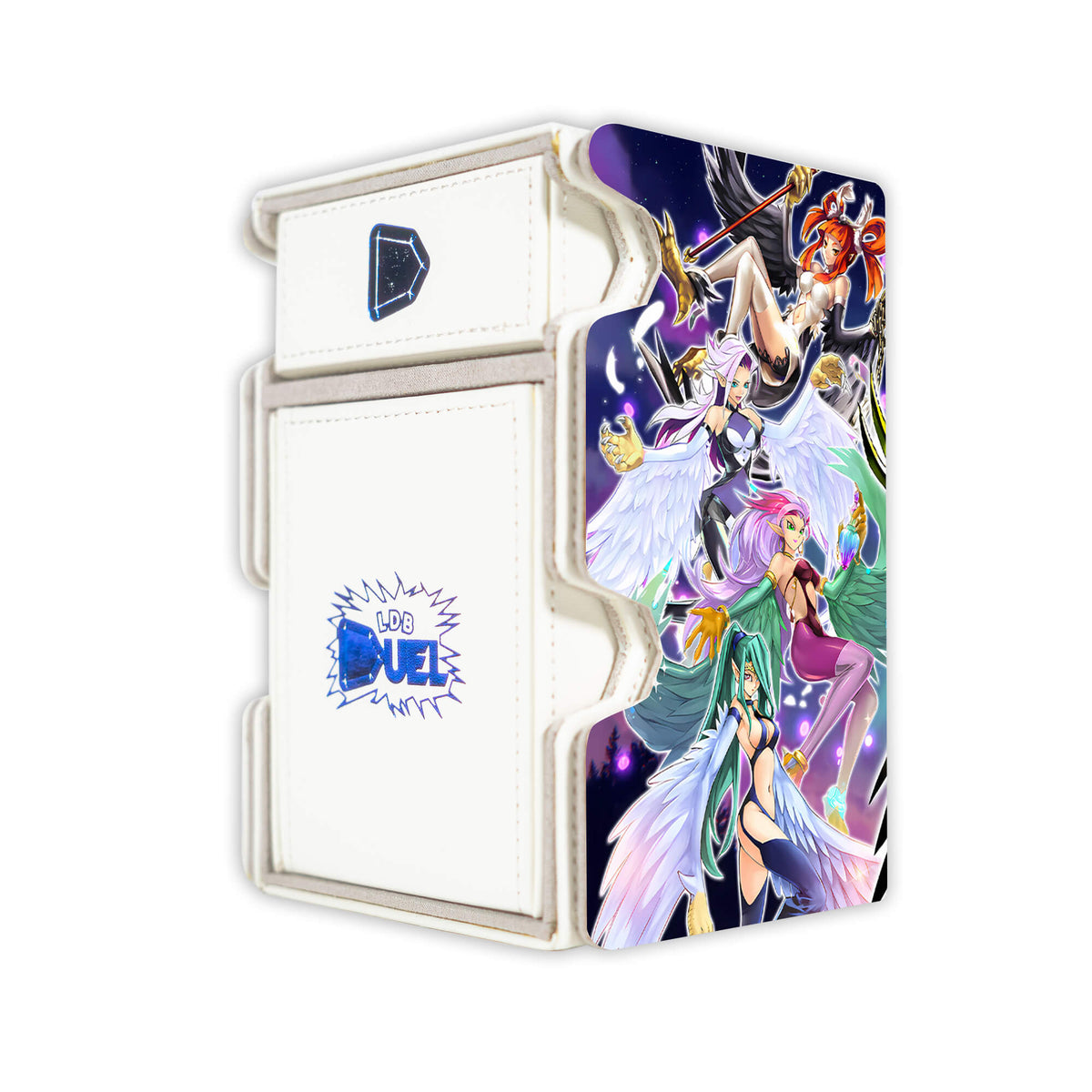 Here is the Right View of the Harpie Archetype Mach 3 White Deck Box. Harpie-Dancer-yugioh-deck-tray-dice-tray-LDB-Duel