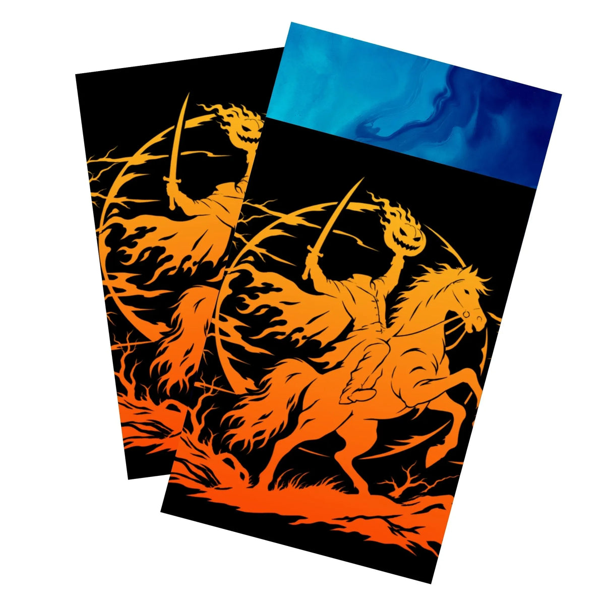 Keep your cards safe and stylish with our borderless card sleeves. Designed edge-to-edge to showcase your artwork, they offer a sleek, modern aesthetic. From LDB Duel, printed with the exclusive Headless Horseman design for a fresh, premium feel. Immortality-anime-card-protection-standard-japanese-dragon-shield-LDB-Duel-borderless