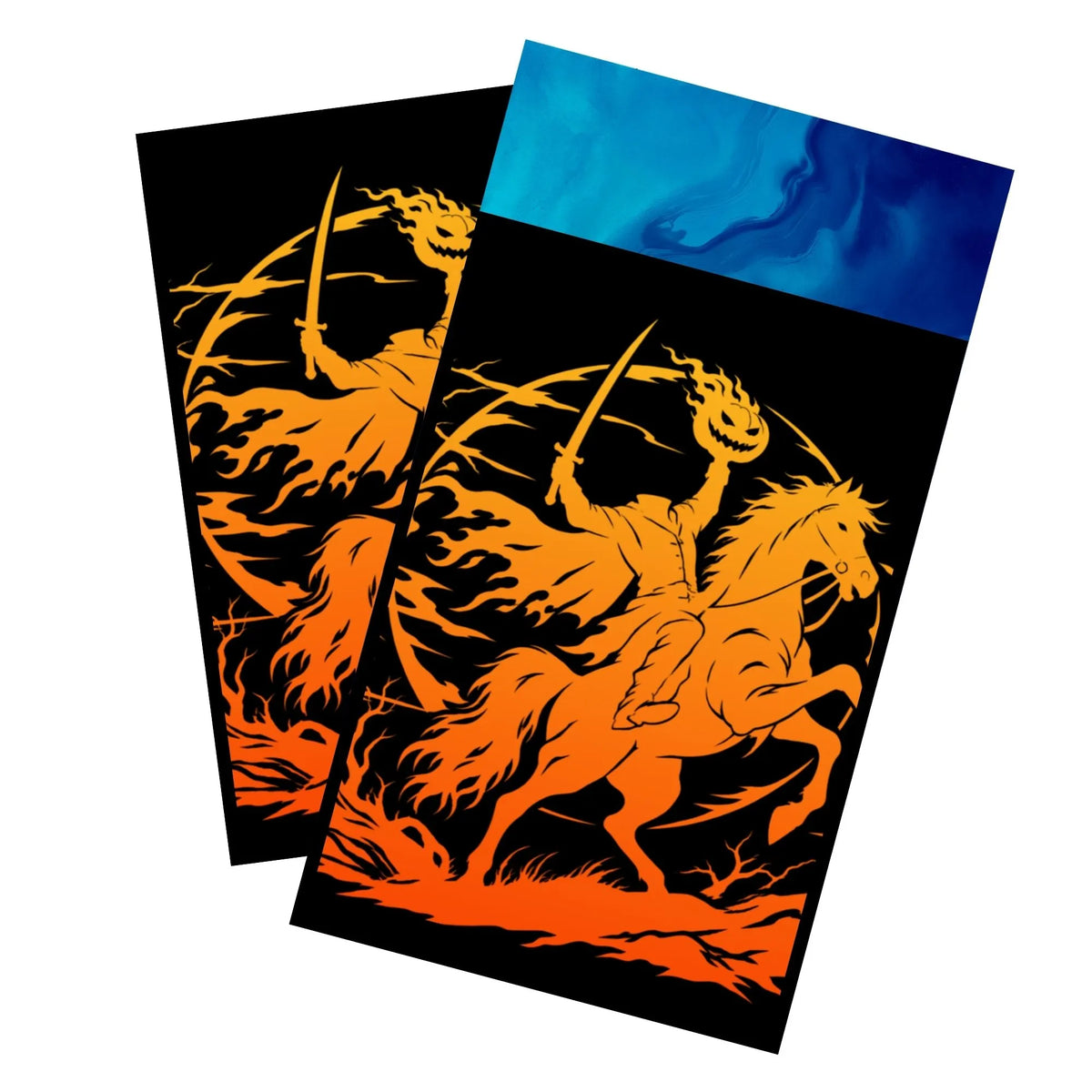 Enhance your cards with our elegant black border card sleeves, featuring a sleek, sophisticated design for a bold, modern aesthetic. From LDB Duel. Perfect for showcasing your collection, these sleeves are printed with our exclusive Headless Horseman design. Disney-anime-card-protection-standard-japanese-dragon-shield-LDB-Duel-black