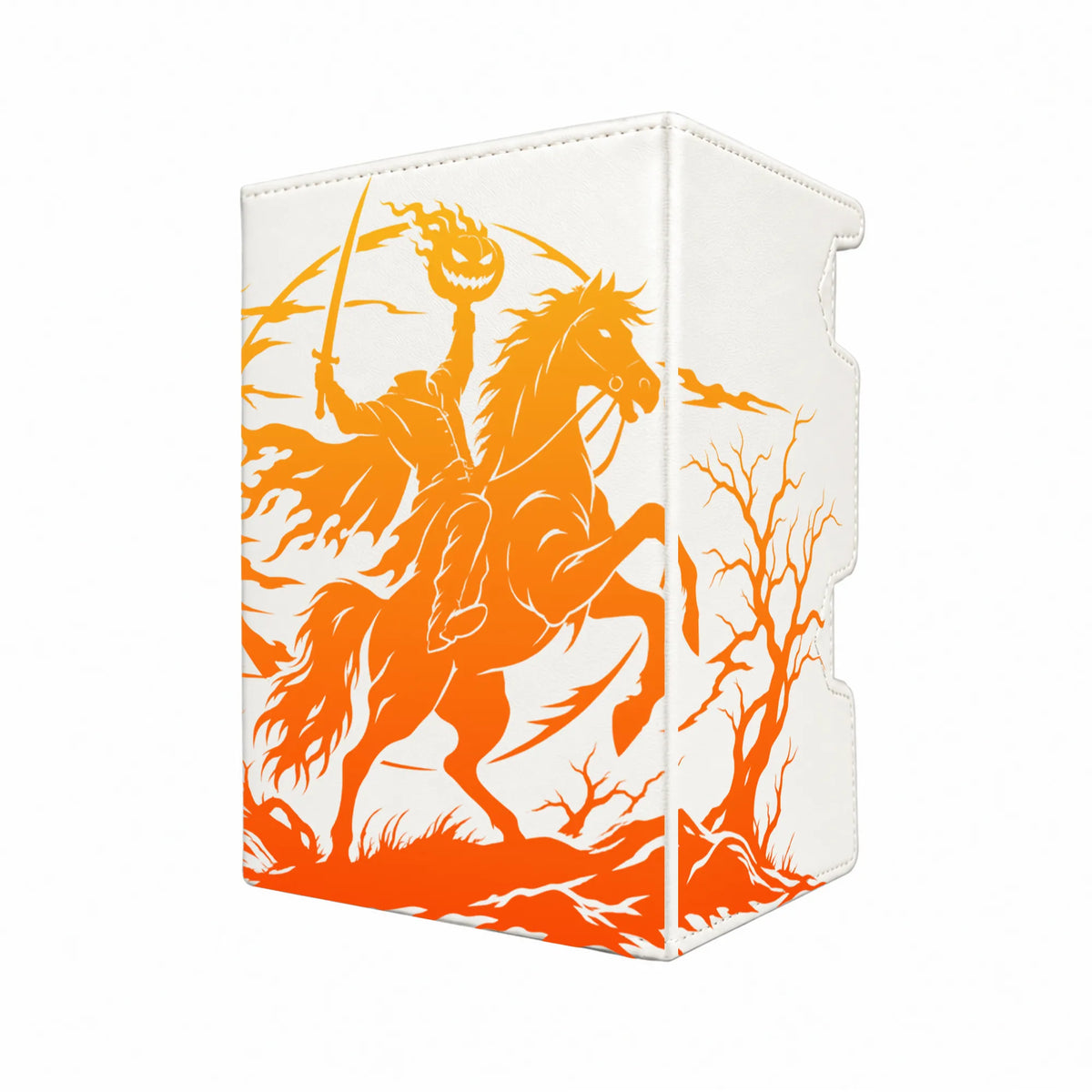 Here's another quality white deck box from LDB Duel featuring our exclusive Headless Horseman art. Fits all types of trading card games, including Pokémon, Yu-Gi-Oh! and Magic The Gathering. The perfect card holder for the TCG player safely holds up to 100 double-sleeved cards. EVEN in extra thick sleeves. Comes with a pull-out dice tray. Disney-anime-tcg-accessories-card-storage-LDB-Duel