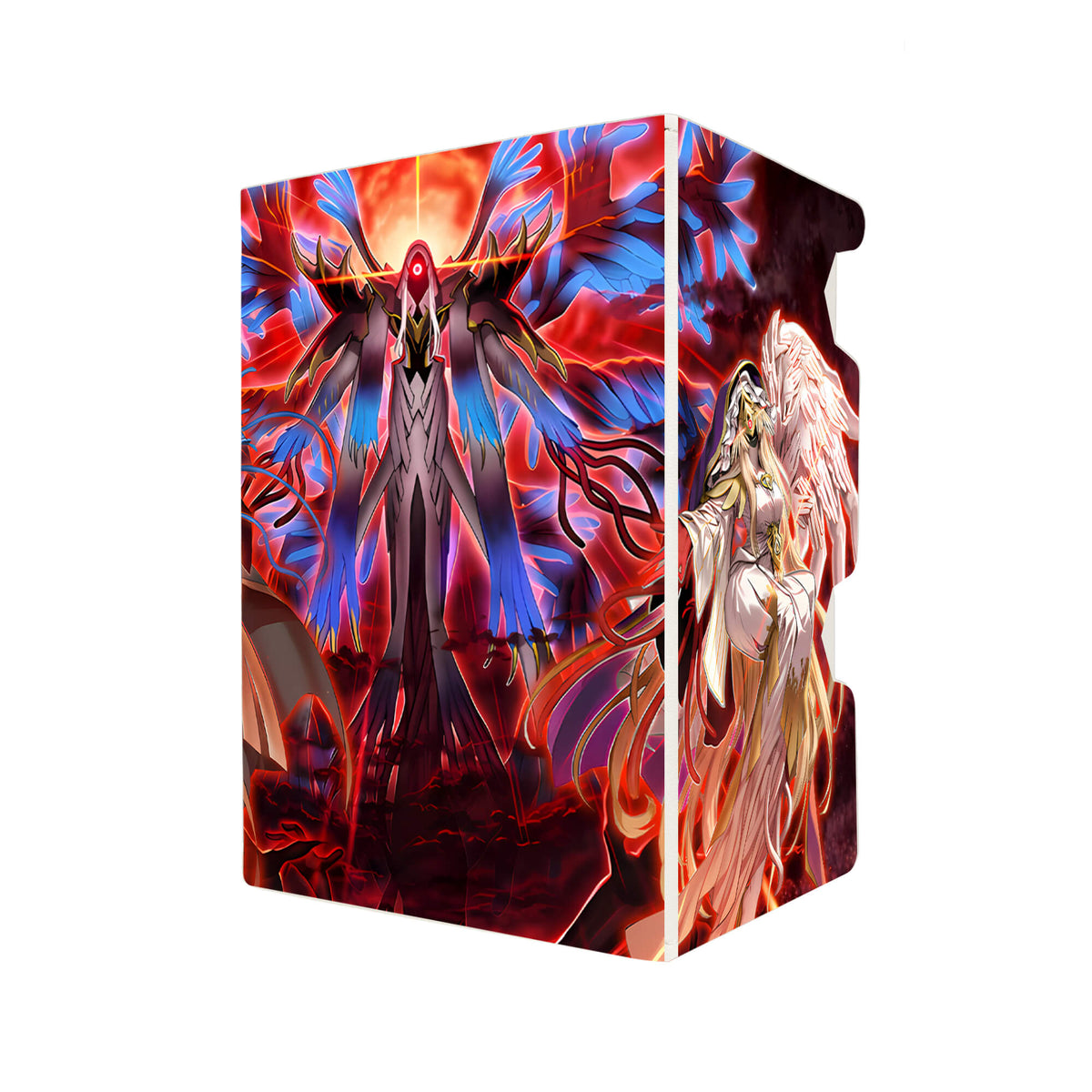 Here's another quality white deck box from LDB Duel featuring our exclusive Hecahands Archetype art. Fits all types of trading card games, including Pokémon, Yu-Gi-Oh! and Magic The Gathering. The perfect card holder for the TCG player safely holds up to 100 double-sleeved cards. EVEN in extra thick sleeves. Comes with a pull-out dice tray. Hecatoncheire-ygo-magic-digimon-card-protector-gaming-accesories-LDB-Duel