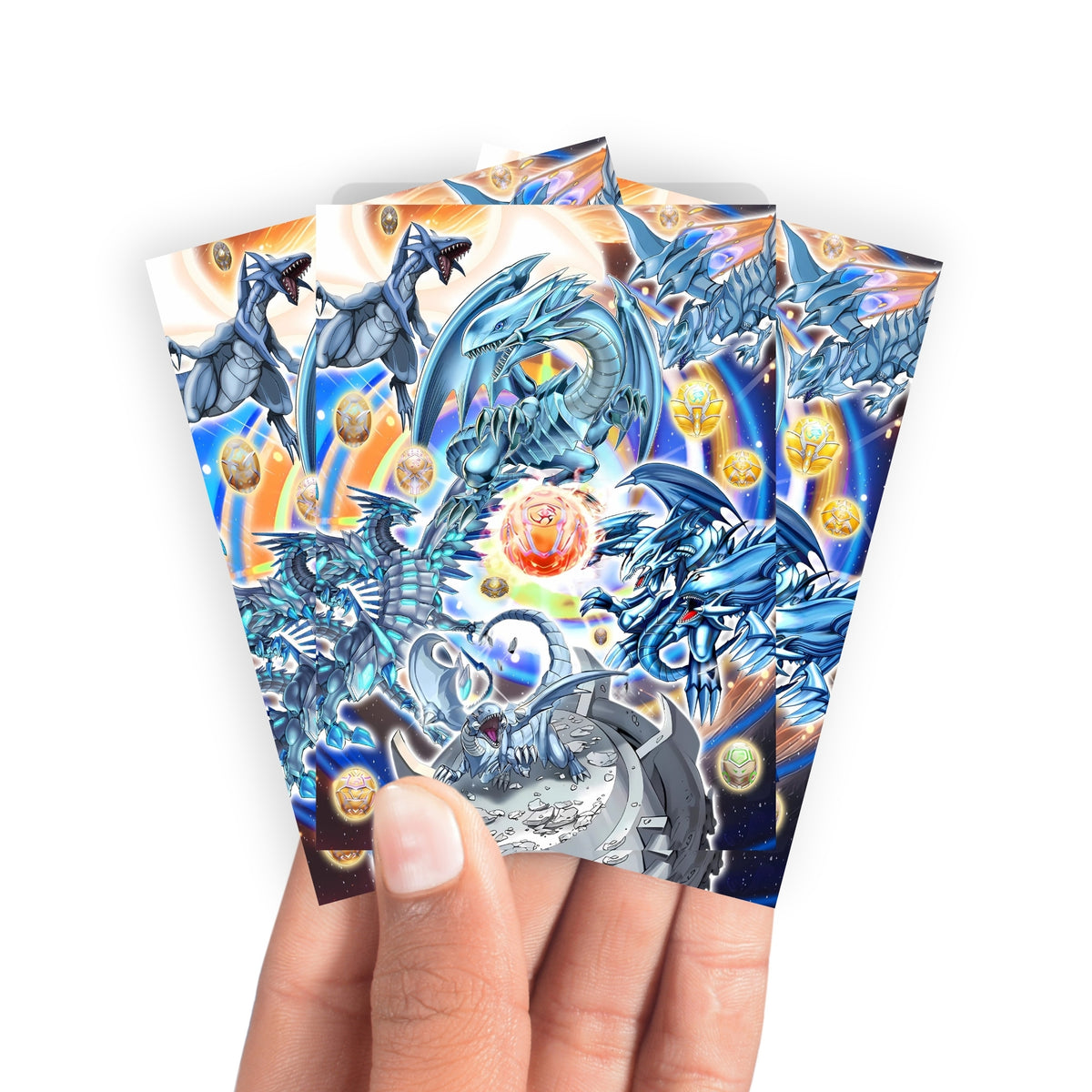 Keep your cards safe and stylish with our borderless card sleeves. Designed edge-to-edge to showcase your artwork, they offer a sleek, modern aesthetic. From LDB Duel, printed with the exclusive Heratic Seals Blue Eyes White Dragon design for a fresh, premium feel.Blue-Eyes-yugioh-mtg-pokemon-card-protection-standard-japanese-dragon-shield-LDB-Duel-borderless