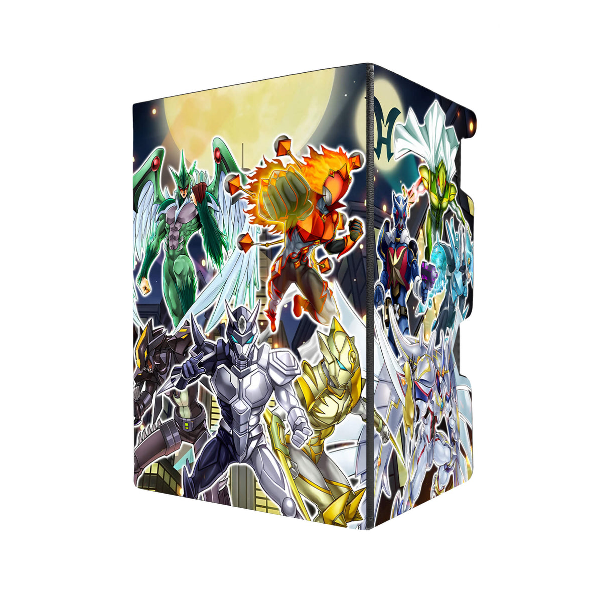Here's another quality black deck box from LDB Duel featuring our exclusive Heroes in the City art. Fits all types of trading card games, including Pokémon, Yu-Gi-Oh! and Magic The Gathering. The perfect card holder for the TCG player safely holds up to 100 double-sleeved cards. EVEN in extra thick sleeves. Comes with a pull-out dice tray. Elementa-Hero-yugioh-tcg-accessories-card-storage-LDB-Duel