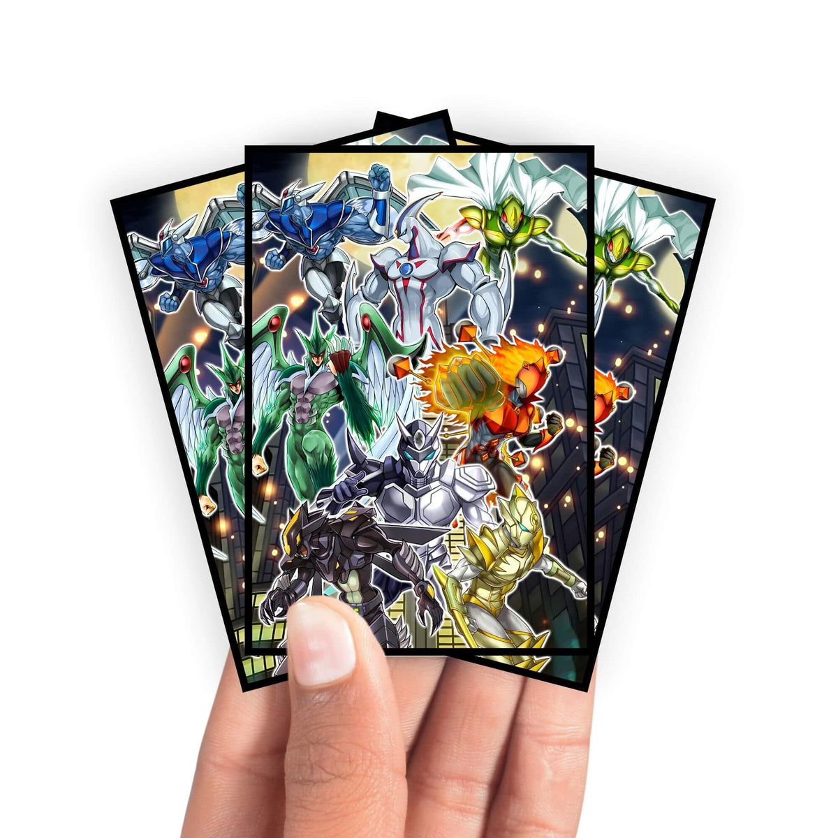 Enhance your cards with our elegant black border card sleeves, featuring a sleek, sophisticated design for a bold, modern aesthetic. From LDB Duel. Perfect for showcasing your collection, these sleeves are printed with our exclusive Heroes in the City design. Elementa-Hero-yugioh-mtg-pokemon-card-protection-standard-japanese-dragon-shield-LDB-Duel-black