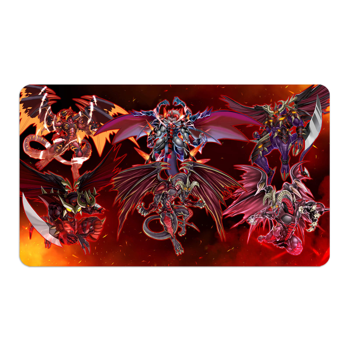 Transform your dueling experience with LDB Duel featuring our exclusive art Hot Red Supernova Dragon playmat! Featuring a soft cloth top for smooth card movement and a durable rubber back for a secure grip, this 24x14 inch mat is machine washable and safe for cards and sleeves. Red-Dragon-yugioh-custom-artwork-premium-durable-rubber-ldb-duel