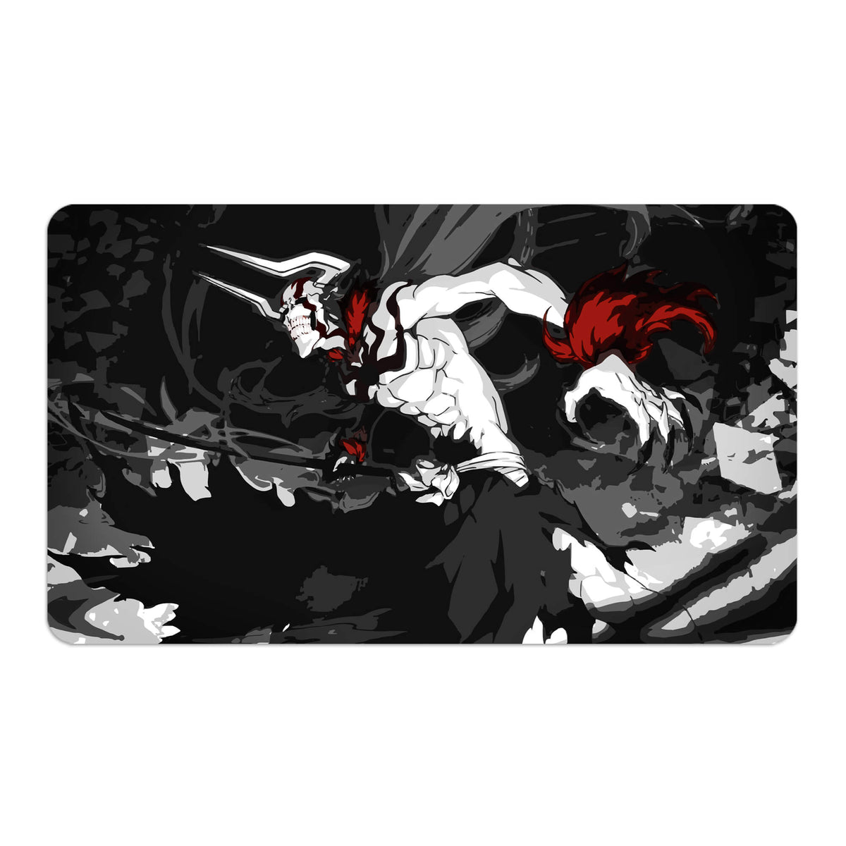 Transform your dueling experience with LDB Duel featuring our exclusive art Ichigo Vasto Lord playmat! Featuring a soft cloth top for smooth card movement and a durable rubber back for a secure grip, this 24x14 inch mat is machine washable and safe for cards and sleeves. Bleach-anime-custom-artwork-premium-durable-rubber-ldb-duel