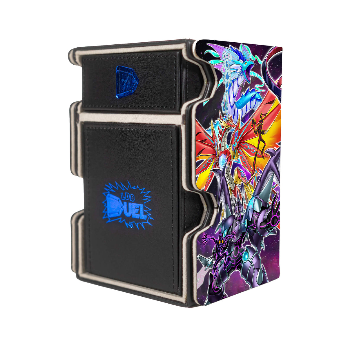 Here is the Right View of the @Ignister Archetype Mach 3 Black Deck Box. A.I.-yugioh-deck-tray-dice-tray-LDB-Duel