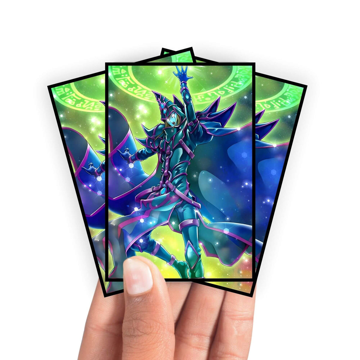 Enhance your cards with our elegant black border card sleeves, featuring a sleek, sophisticated design for a bold, modern aesthetic. From LDB Duel. Perfect for showcasing your collection, these sleeves are printed with our exclusive Illusion of Chaos design. Dark-Magician-yugioh-mtg-pokemon-card-protection-standard-japanese-dragon-shield-LDB-Duel-black