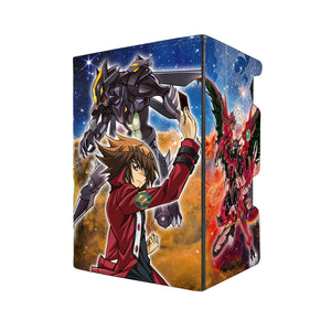 Here's another quality black deck box from LDB Duel featuring our exclusive Jaden HERO art. Fits all types of trading card games, including Pokémon, Yu-Gi-Oh! and Magic The Gathering. The perfect card holder for the TCG player safely holds up to 100 double-sleeved cards. EVEN in extra thick sleeves. Comes with a pull-out dice tray. Dark-Law-yugioh-mtg-pokemon-tcg-accessories-card-storage-LDB-Duel