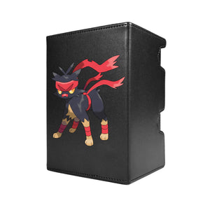 Here's another quality black deck box from LDB Duel featuring our exclusive JuiJeteon art. Fits all types of trading card games, including Pokémon, Yu-Gi-Oh! and Magic The Gathering. The perfect card holder for the TCG player safely holds up to 100 double-sleeved cards. EVEN in extra thick sleeves. Comes with a pull-out dice tray. Pikachu-pokemon-yugioh-mtg-tcg-accessories-card-storage-LDB-Duel