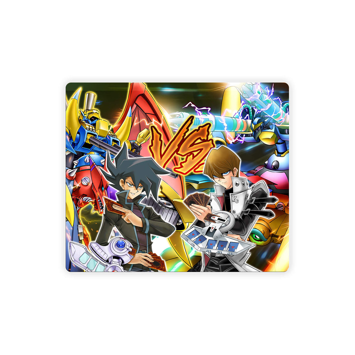 Enhance your gaming setup with our exclusive artwork Seto Kaiba VS Chazz Princeton mouse pad! Featuring a soft cloth surface for precise mouse tracking and a durable rubber base for a stable grip, this 10x8.5 inch mouse pad is the perfect blend of style and performance. Plus, it's machine washable for easy maintenance! A-Assault-Core-yugioh-mtg-pokemon-custom-artwork-premium-durable-rubber-ldb-duel 