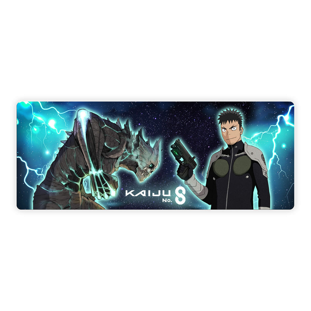 Level up your gaming setup from the LDB Duel featuring our exclusive Kaiju No. 8 mouse pad! Designed for gamers who value precision and comfort, this 31x12 inch masterpiece boasts a soft cloth surface for ultra-smooth tracking and a non-slip rubber base for stability during intense battles. Stylish, durable, and machine washable, it's the ultimate accessory for your desk.Soshiro-Hoshina-yugioh-mtg-pokemon-custom-artwork-premium-durable-rubber-ldb-duel 
