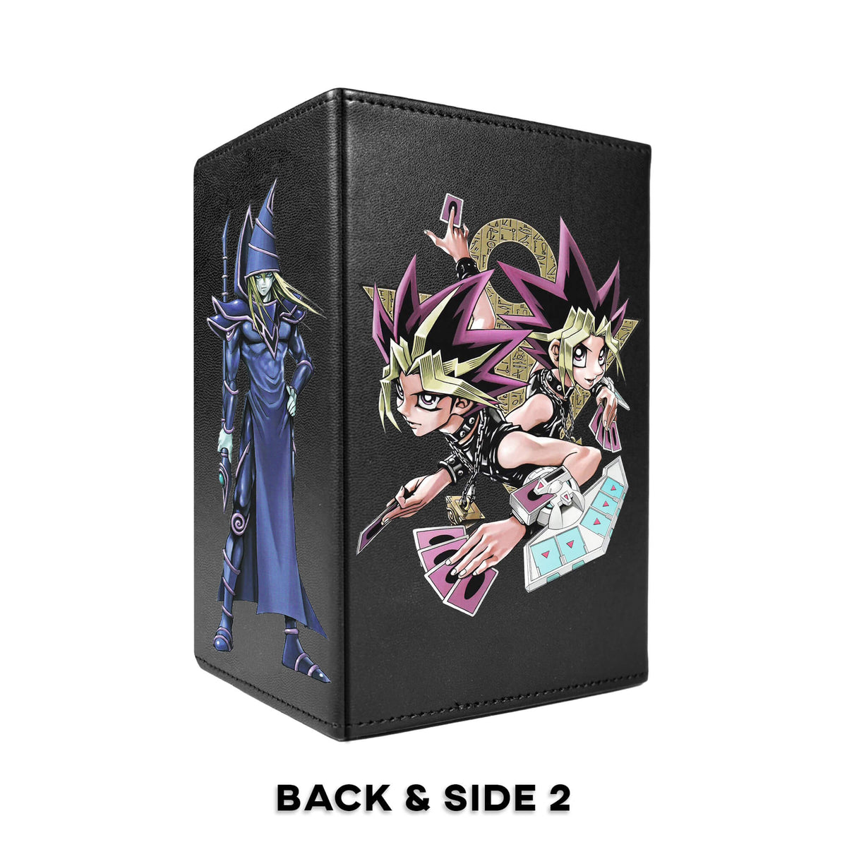 Here's another quality black deck box from LDB Duel featuring our exclusive Kazuki Takahashi Special Edition art. Fits all types of trading card games, including Pokémon, Yu-Gi-Oh! and Magic The Gathering. The perfect card holder for the TCG player safely holds up to 100 double-sleeved cards. EVEN in extra thick sleeves. Comes with a pull-out dice tray.