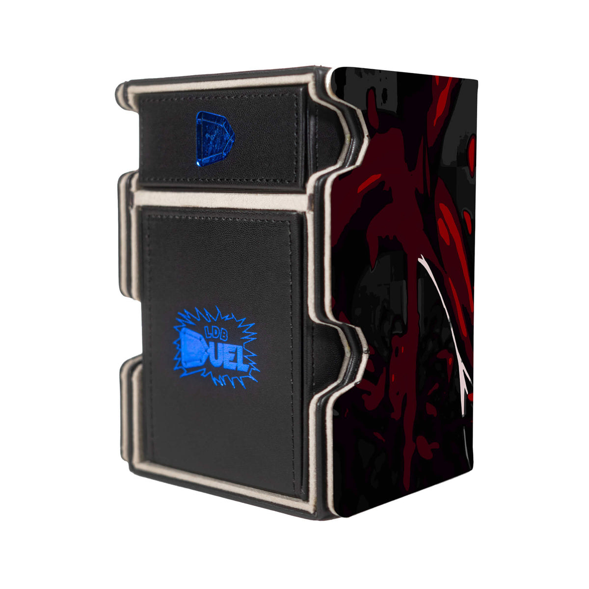 Here is the Right View of the Ken Kaneki Mach 3 Black Deck Box. Centipede-mtg-deck-tray-dice-tray-LDB-Duel