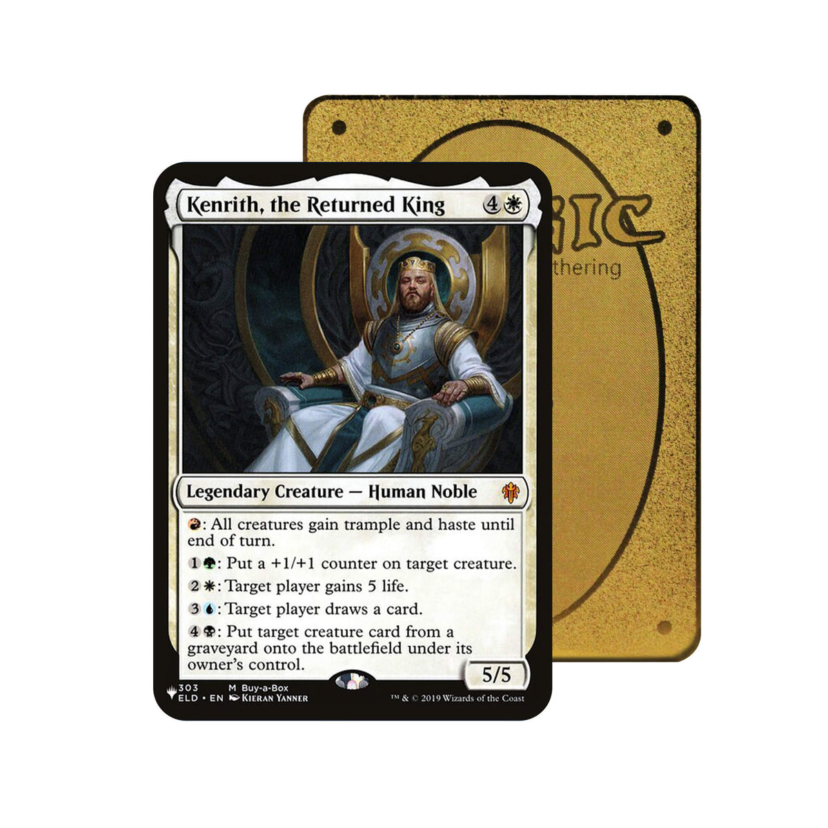 Level up your game with our custom-printed metal orica cards, featuring exclusive Kenrith, the Returned King artwork in gold metal. Durable, scratch-resistant, and embossed with the iconic Yu-Gi-Oh! card back, these slim orica cards fit perfectly in card sleeves. Reanimator-mtg-yugioh-pokemon-metal-card-embossed-design-custom-artwork-duel-accessories-ldb-duel