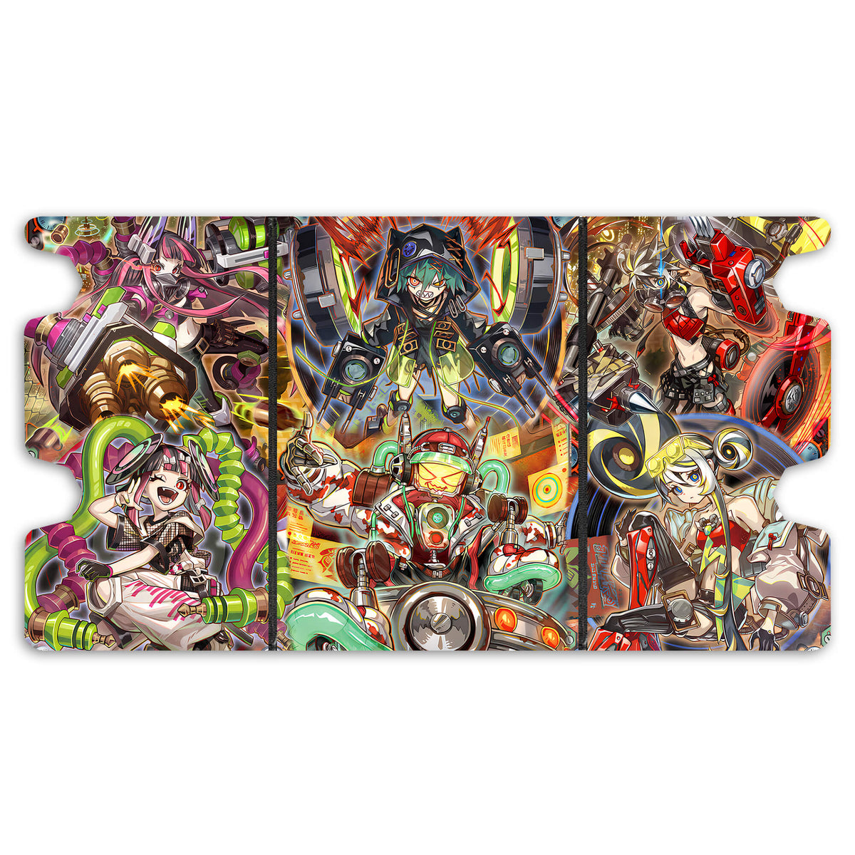 Here is the Full Lid Design of the Kewl Tune Archetype Mach 3 Black Deck Box. Cue-yugioh-custom-art-leather-durable-LDB-Duel