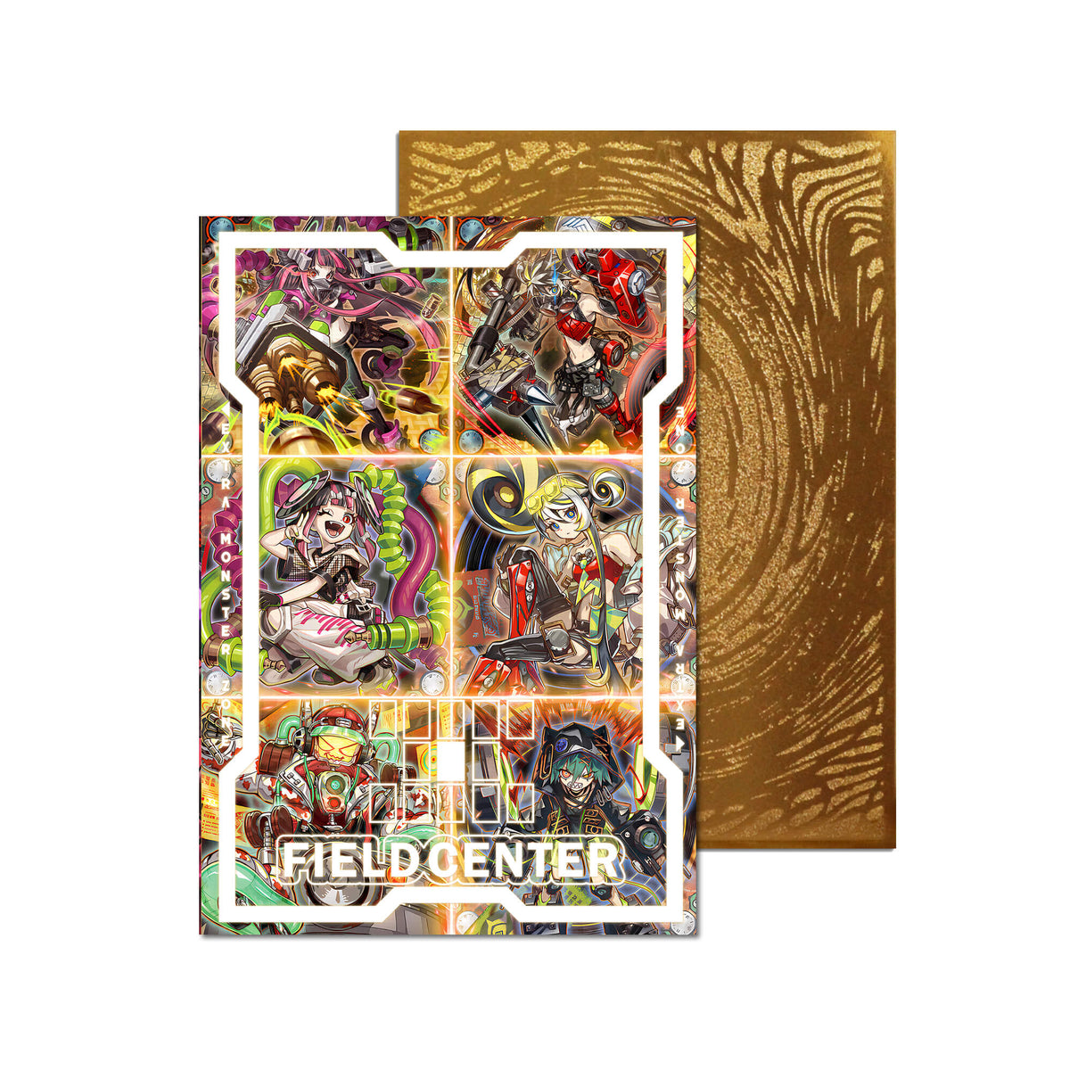 Level up your game with our custom-printed metal field centers, featuring exclusive Kewl Tune Archetype artwork in gold metal. Durable, scratch-resistant, and embossed with the iconic Yu-Gi-Oh! card back, these slim field centers fit perfectly in card sleeves. Killer-Tune-yugioh-mtg-pokemon-metal-card-embossed-design-custom-artwork-duel-accessories-ldb-duel