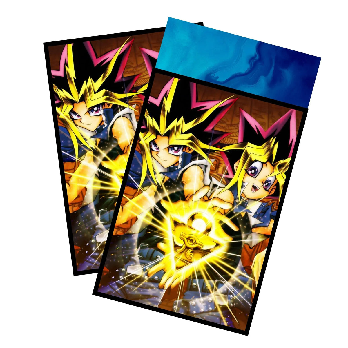 Enhance your cards with our elegant black border card sleeves, featuring a sleek, sophisticated design for a bold, modern aesthetic. From LDB Duel. Perfect for showcasing your collection, these sleeves are printed with our exclusive King of Games design. Yugi-Yami-yugioh-card-protection-standard-japanese-dragon-shield-LDB-Duel-black