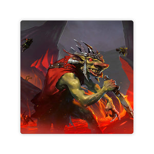Upgrade your dueling game with LDB Duel featuring our exclusive Krenko, Mob Boss double matt! Designed with a premium cloth surface for effortless card handling and a sturdy rubber base for maximum stability, this 24x24-inch mat offers both style and practicality. It's card and sleeve-friendly, plus machine washable for easy upkeep! Goblin-Warrior-mtg-yugioh-pokemon-custom-artwork-premium-durable-rubber-ldb-duel