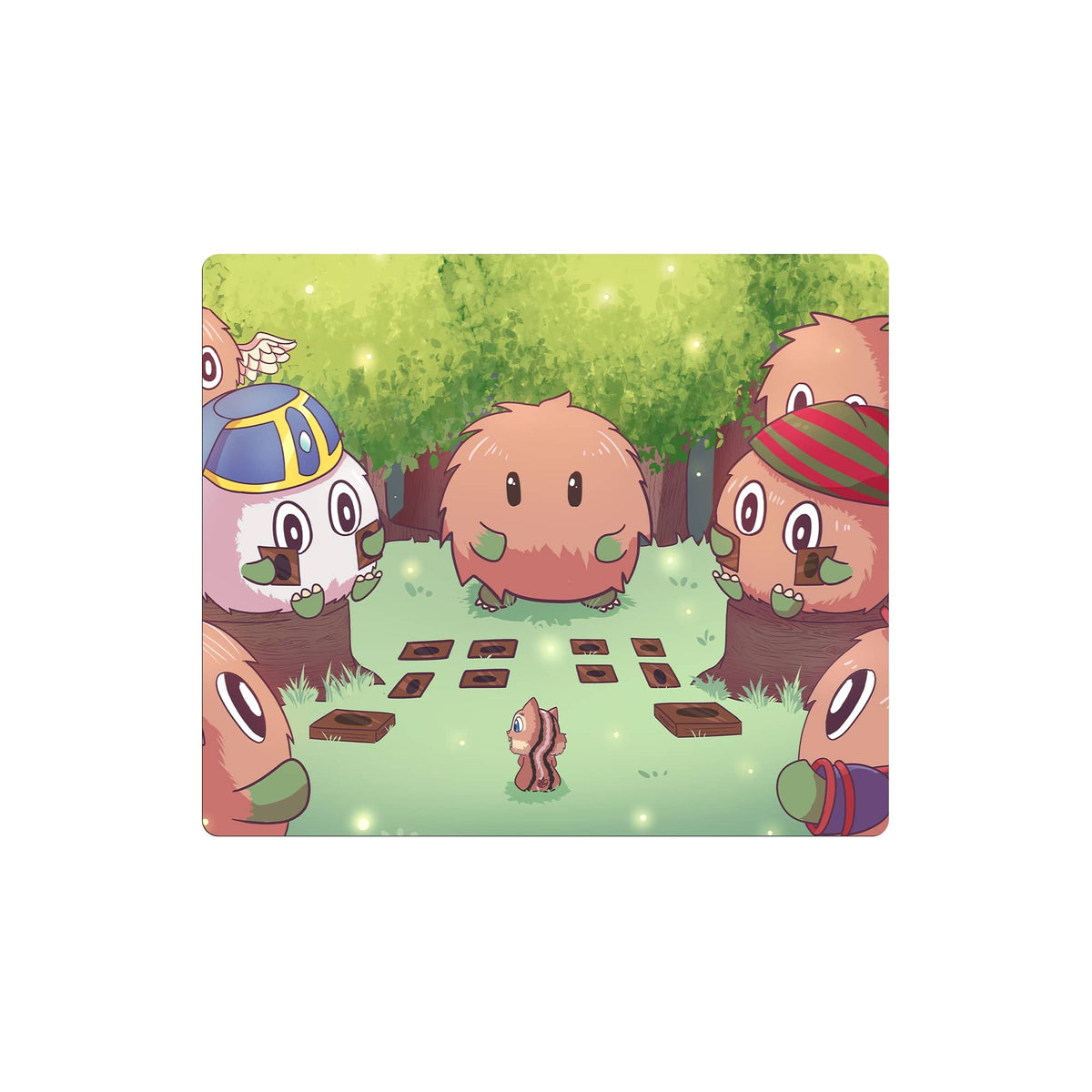 Enhance your gaming setup with our exclusive artwork Kuri Family Duel mouse pad! Featuring a soft cloth surface for precise mouse tracking and a durable rubber base for a stable grip, this 10x8.5 inch mouse pad is the perfect blend of style and performance. Plus, it's machine washable for easy maintenance! kuriboh-yugioh-mtg-pokemon-custom-artwork-premium-durable-rubber-ldb-duel