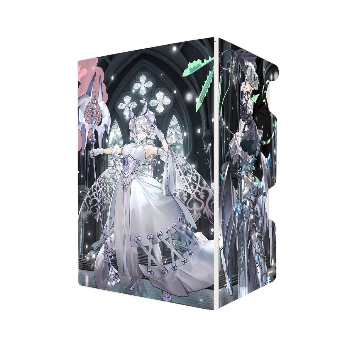 Here's another quality white deck box from LDB Duel featuring our exclusive Labrynth Archetype art. Fits all types of trading card games, including Pokémon, Yu-Gi-Oh! and Magic The Gathering. The perfect card holder for the TCG player safely holds up to 100 double-sleeved cards. EVEN in extra thick sleeves. Comes with a pull-out dice tray. Cooclock-ygo-magic-digimon-card-protector-gaming-accesories-LDB-Duel