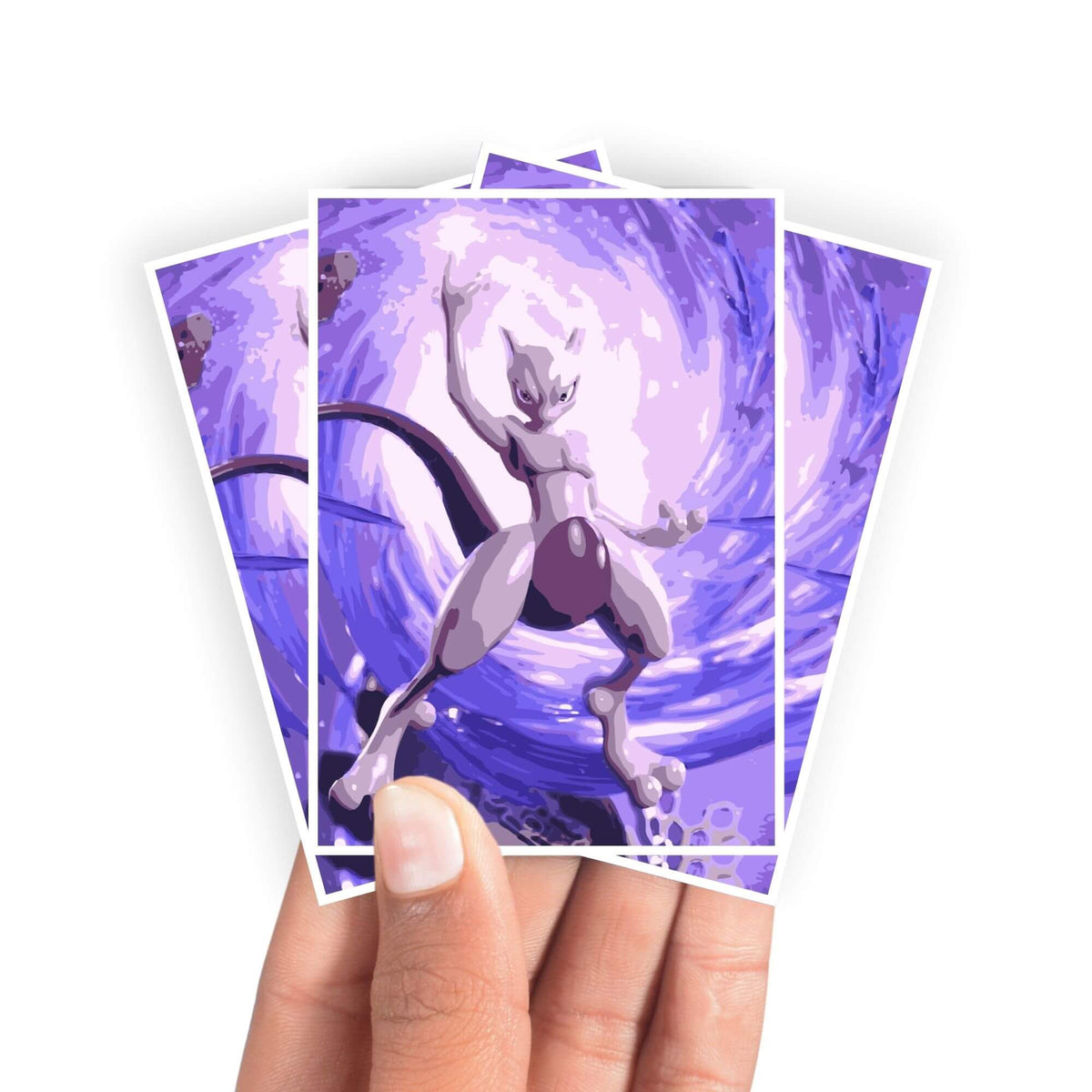 Protect and enhance your cards with our clean and crisp white border card sleeves. Featuring a minimalist design that complements any artwork, these sleeves offer a bright, timeless look. From LDB Duel. Printed with our exclusive Mewtwo design for a fresh and premium finish. Psychic-pokemon-anime-yugioh-mtg-card-protection-standard-japanese-dragon-shield-LDB-Duel-white