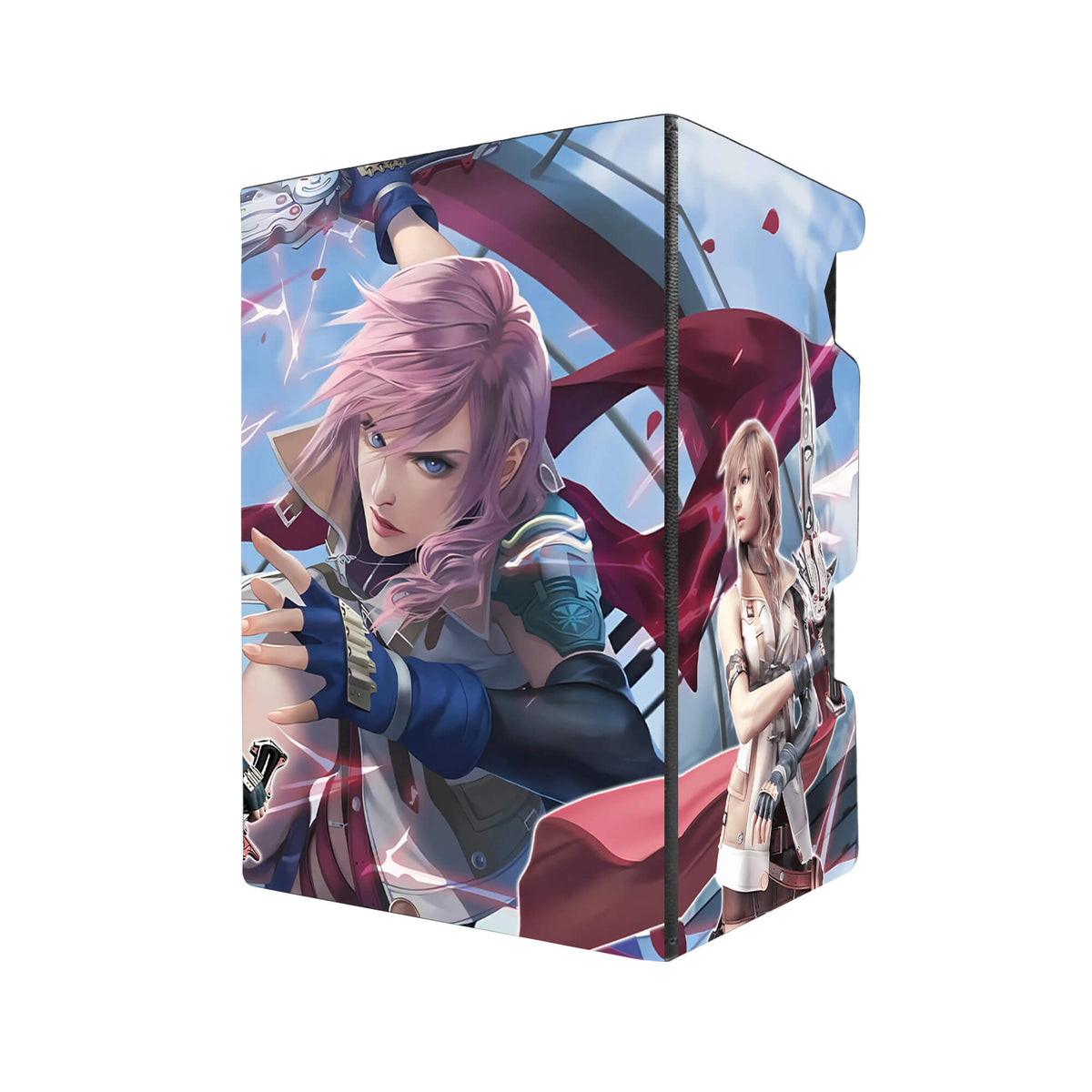 Here's another quality black deck box from LDB Duel featuring our exclusive Lightning, Army of One art. Fits all types of trading card games, including Pokémon, Yu-Gi-Oh! and Magic The Gathering. The perfect card holder for the TCG player safely holds up to 100 double-sleeved cards. EVEN in extra thick sleeves. Comes with a pull-out dice tray. Blazefire-Saber-mtg-tcg-accessories-card-storage-LDB-Duel